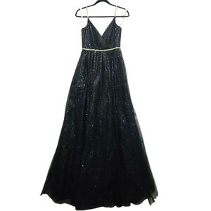 JULES & CLEO‎ Black Embellished Gown SIZE 2 tulle